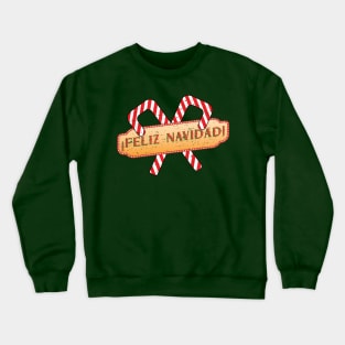 Feliz Navidad Candy Cane Spanish Christmas 2017 Distressed Crewneck Sweatshirt